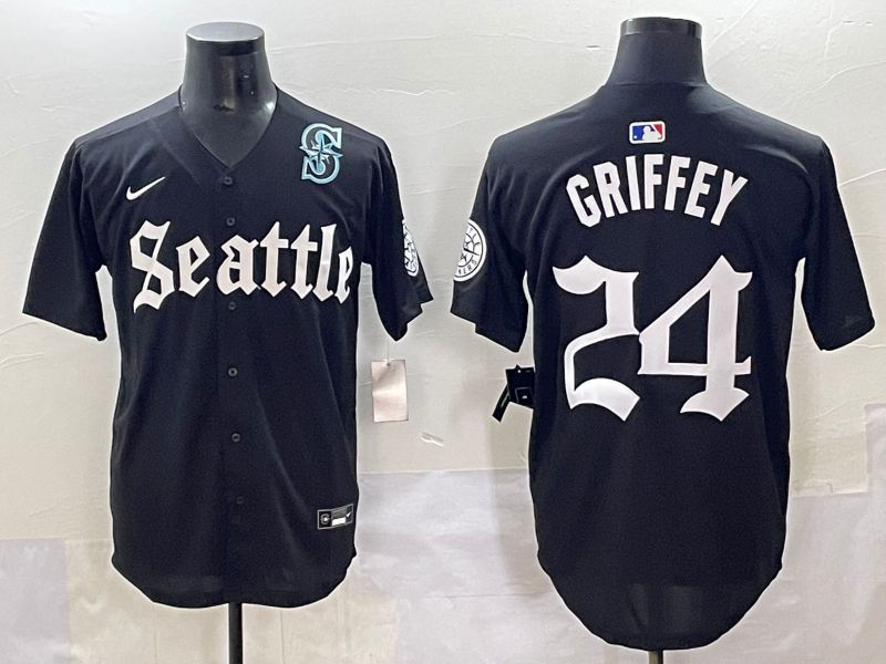 Men 2025 Seattle Mariners #24 Griffey Black Five generations Joint Name Nike MLB Jersey style 13->seattle mariners->MLB Jersey